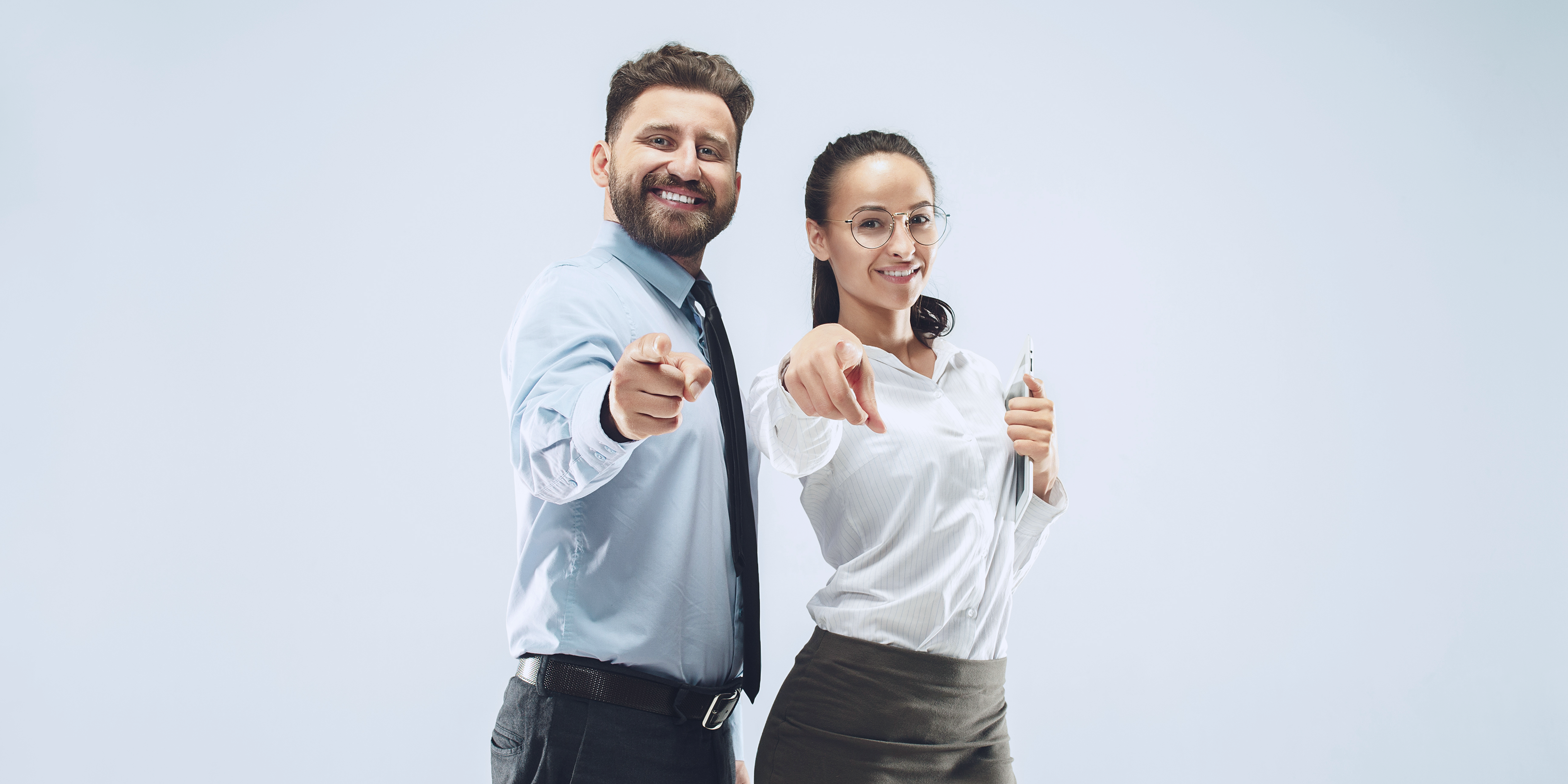 banner business management, business man and woman